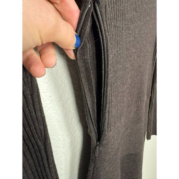 Tory Burch Women's Turtleneck Long Sleeve Rib A Line Sweater Dress Brown Wool - Picture 9 of 10